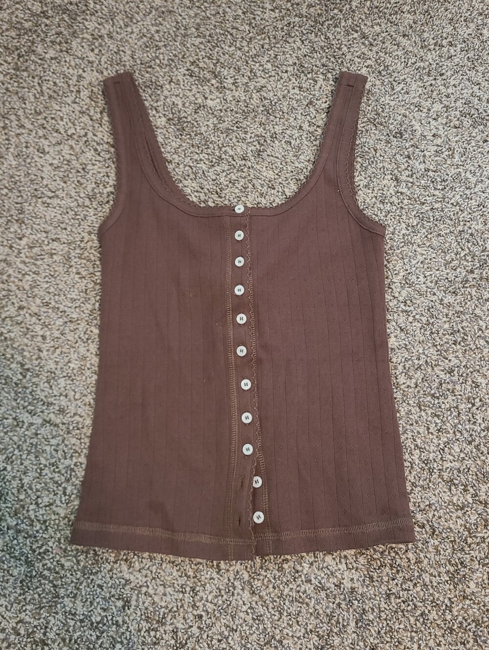 Brown Pointelle Button Up Tank Size Small